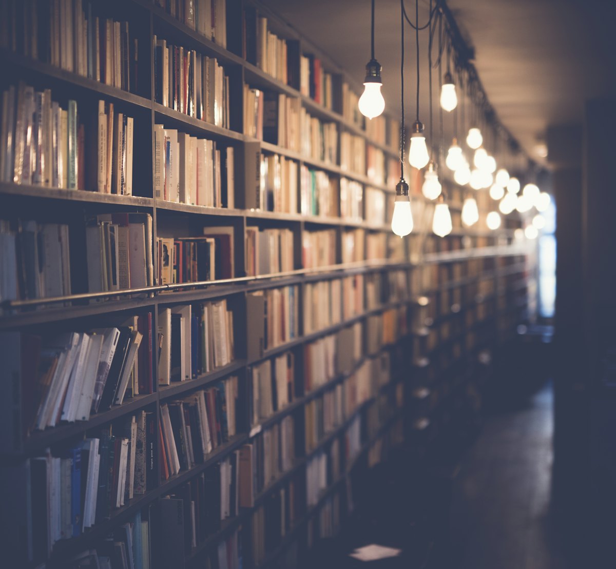 A library of well-loved books on tall shelves, representing the careful keeping of records, scripture and tradition
